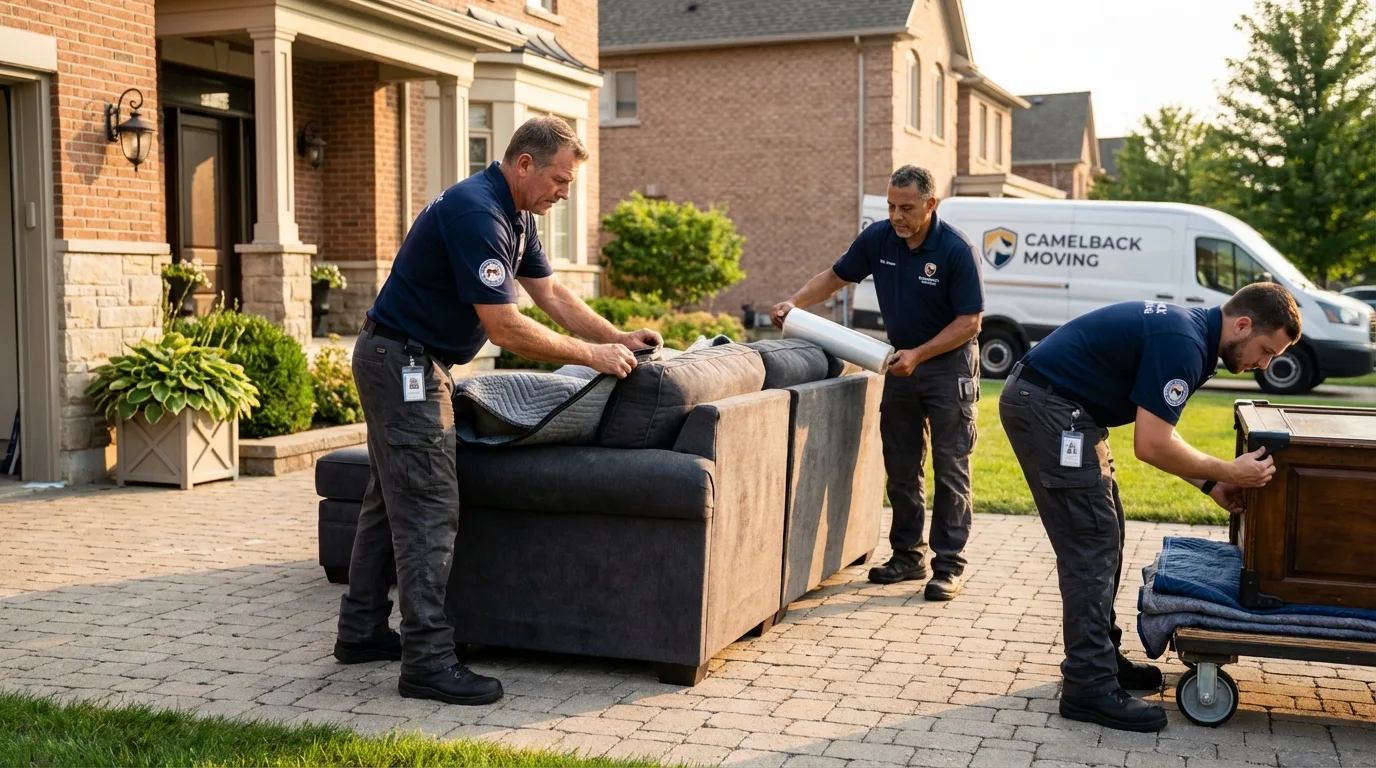 Large estate moving crew wrapping furniture in Saint Bonifacius, MN