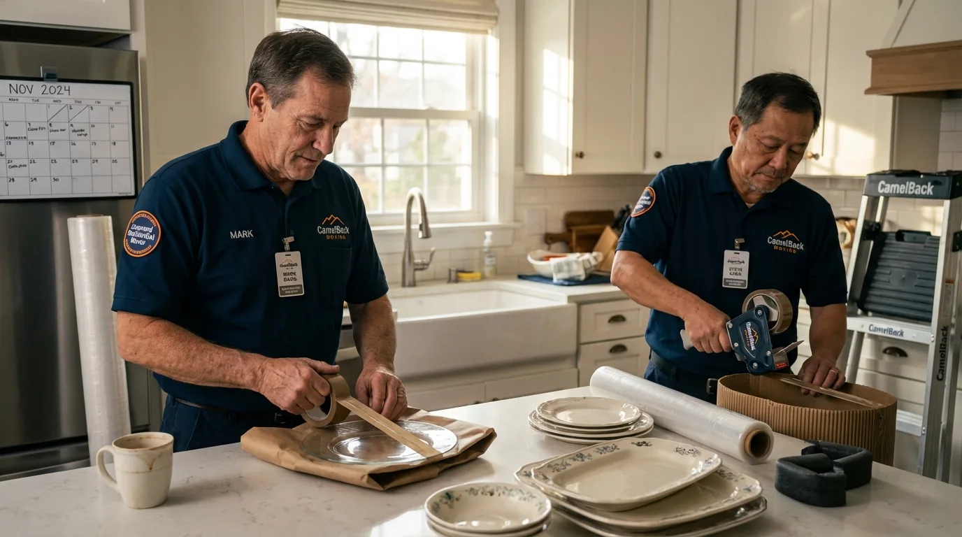 Professional crew packing kitchen dishware in Saint Bonifacius, MN